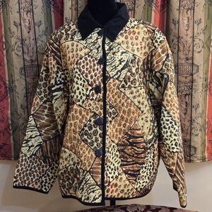 Vintage New Directions Geometric Pattern Animal Print Jacket